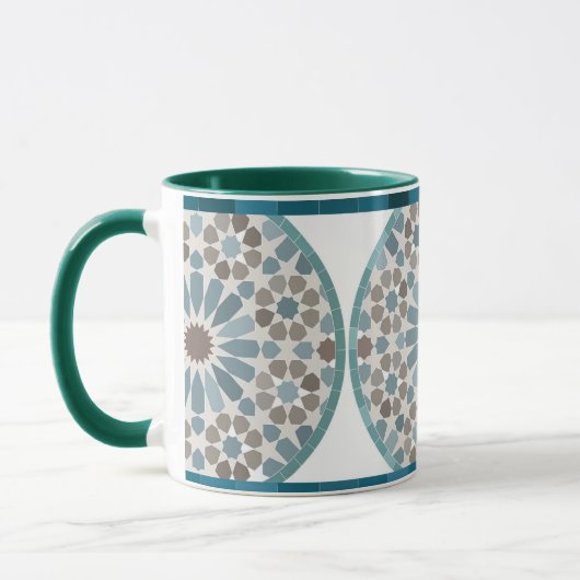 Maroon and Green Geometric Pattern Mug マグカップ (左)