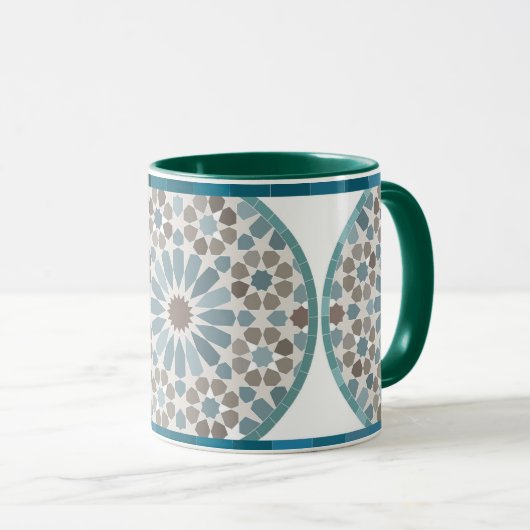Maroon and Green Geometric Pattern Mug マグカップ (正面右)