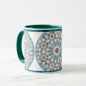 Maroon and Green Geometric Pattern Mug マグカップ (正面左)