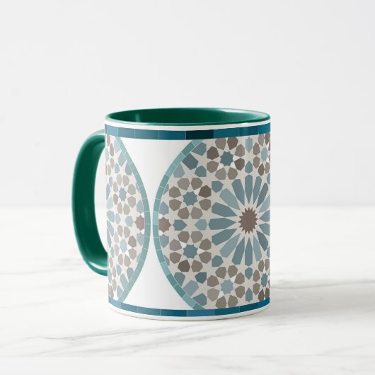 Maroon and Green Geometric Pattern Mug マグカップ (正面左)