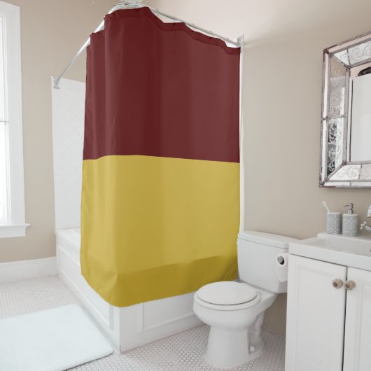 Maroon and Metallic Gold Combine Colored シャワーカーテン (インサイチュ)