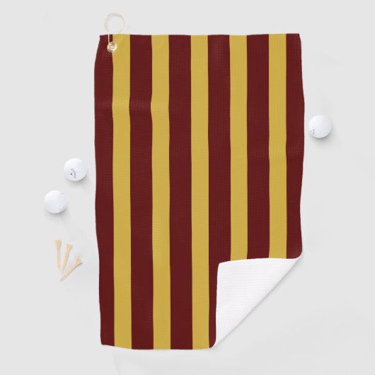 Maroon and Metallic Gold Vertical Striped ゴルフタオル (インサイチュ)