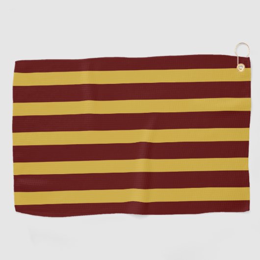 Maroon and Metallic Gold Vertical Striped ゴルフタオル (横)