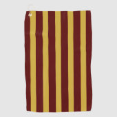 Maroon and Metallic Gold Vertical Striped ゴルフタオル (正面)