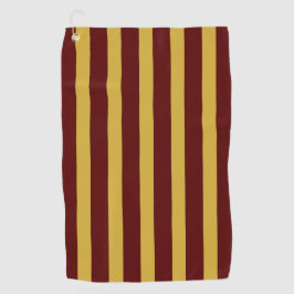 Maroon and Metallic Gold Vertical Striped ゴルフタオル