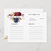 Maroon and Navy Floral Recipe Card ノートカード (正面/裏面)