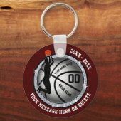 Maroon and Silver Cheap Basketball Gifts for Girls キーホルダー (正面)