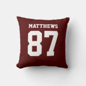 Maroon and White Double-Sided Sports Jersey クッション (正面)