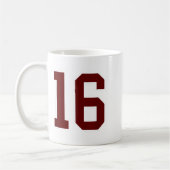 Maroon And White Number 16 Jersey Player Uniform # コーヒーマグカップ (左)