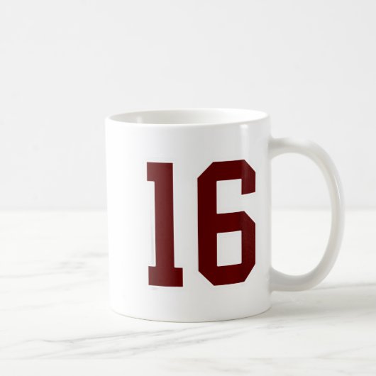 Maroon And White Number 16 Jersey Player Uniform # コーヒーマグカップ (右)