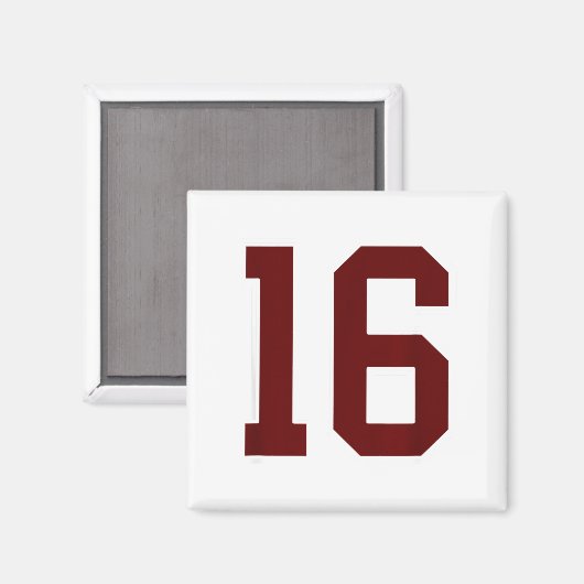 Maroon And White Number 16 Jersey Player Uniform # マグネット (正面/裏面)