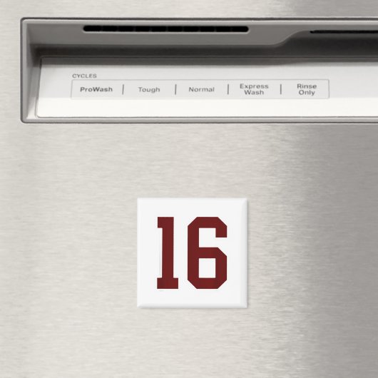 Maroon And White Number 16 Jersey Player Uniform # マグネット (インサイチュ (食洗機))