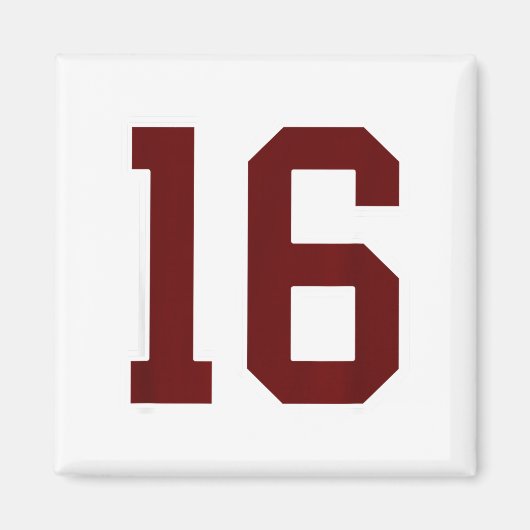 Maroon And White Number 16 Jersey Player Uniform # マグネット (正面)