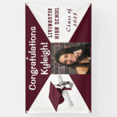 Maroon and White Vinyl卒業写真 横断幕 (縦)