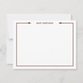 Maroon Arrow Tipped Frame名前の追加 ノートカード (正面)
