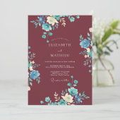 Maroon Artistic Floral Wedding 招待状 (スタンド正面)