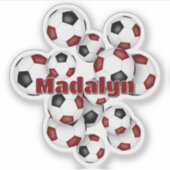 maroon black soccer balls sticker w athlete name シール (正面)
