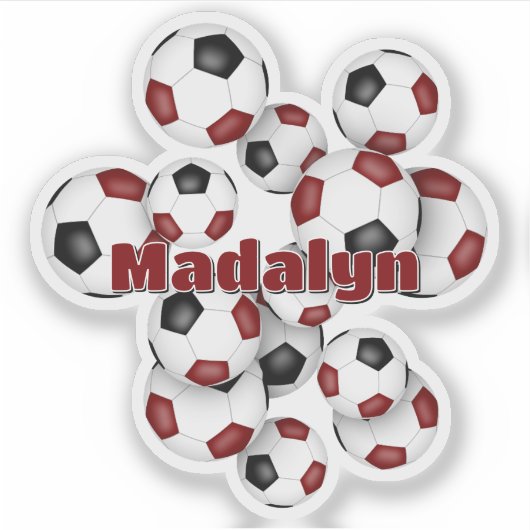 maroon black soccer balls sticker w athlete name シール (正面)