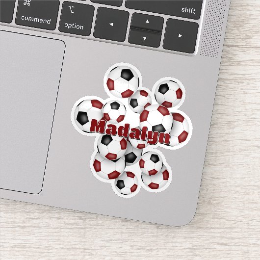 maroon black soccer balls sticker w athlete name シール (詳細)