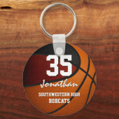 Maroon black team colors boys girls basketball キーホルダー (正面)