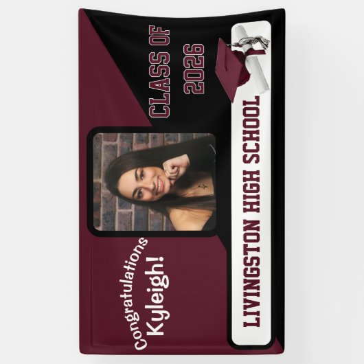 Maroon, Black, & White卒業 横断幕 (縦)