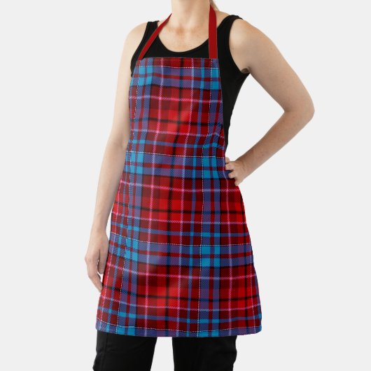 Maroon Blue Red Plaid Tartan Design  エプロン (インサイチュ)