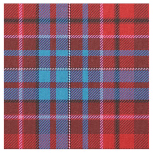 Maroon Blue Red Plaid Tartan Design  ファブリック (クローズアップ)