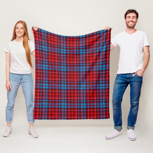 Maroon Blue Red Plaid Tartan Design  フリースブランケット (インサイチュ)