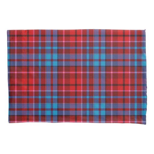 Maroon Blue Red Plaid Tartan Design  枕カバー (正面)