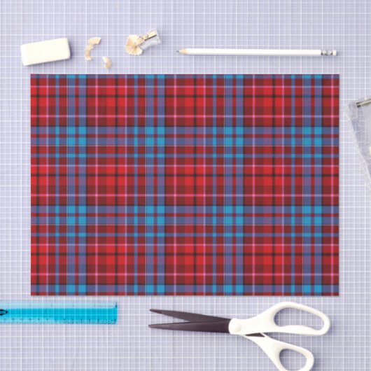 Maroon Blue Red Plaid Tartan Design  薄葉紙 (クラフト)