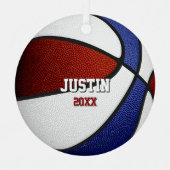 maroon blue team colors keepsake basketball メタルオーナメント (正面)