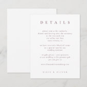 Maroon Burgundy Elegant Details I Wedding Modern エンクロージャーカード (正面/裏面)