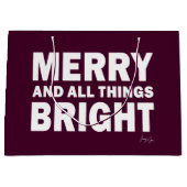 Maroon, Burgundy Gift Bag | Merry & Bright ラージペーパーバッグ (正面)