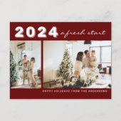 Maroon Chic Year A新鮮なスタート2フォトホリデー ポストカード (正面)