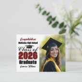 Maroon Class of 2026 Graduate Photo Graduation 案内ポストカード (スタンド正面)
