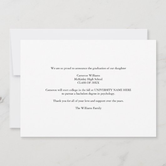 Maroon Class of 2026 Graduate Photo Graduation 案内状 (裏面)