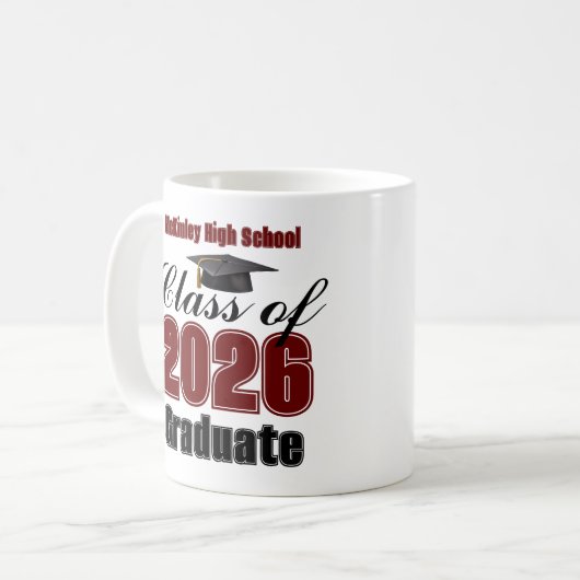 Maroon Class of 2026 Graduation Keepsake コーヒーマグカップ (正面左)