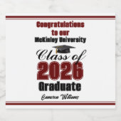 Maroon Class of 2026 Graduation Party Custom ビールラベル (シングルラベル)
