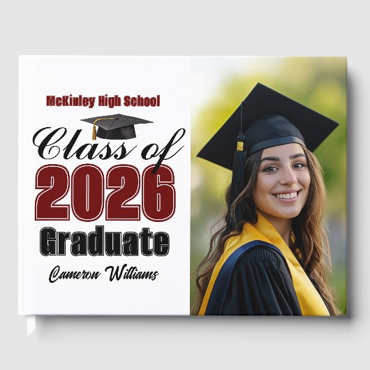 Maroon Class of 2026 Graduation Photo ゲストブック (正面)