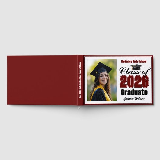 Maroon Class of 2026 Photo Small Graduation ゲストブック (全面)