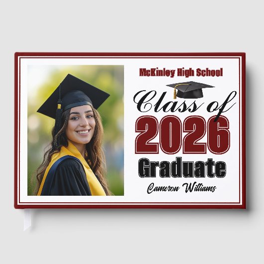 Maroon Class of 2026 Photo Small Graduation ゲストブック (正面)