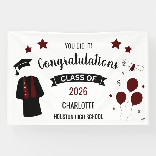 Maroon Congratulations Graduation 横断幕 (横)