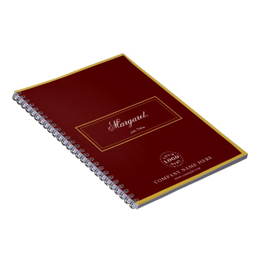 Maroon Custom Spiral Notebook with Name & Logo ノートブック (右側)