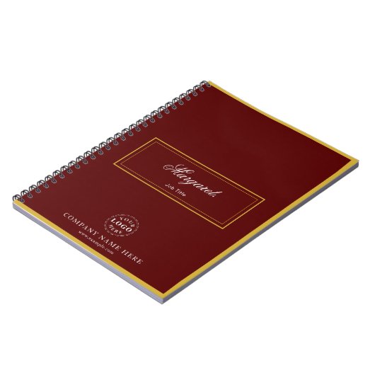 Maroon Custom Spiral Notebook with Name & Logo ノートブック (左側)