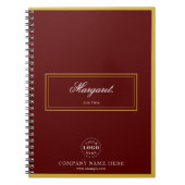 Maroon Custom Spiral Notebook with Name & Logo ノートブック (正面)