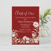 Maroon & Daisy Photo Greenery Graduation 招待状 (スタンド正面)