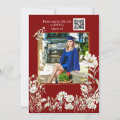 Maroon & Daisy Photo Greenery Graduation 招待状 (裏面)