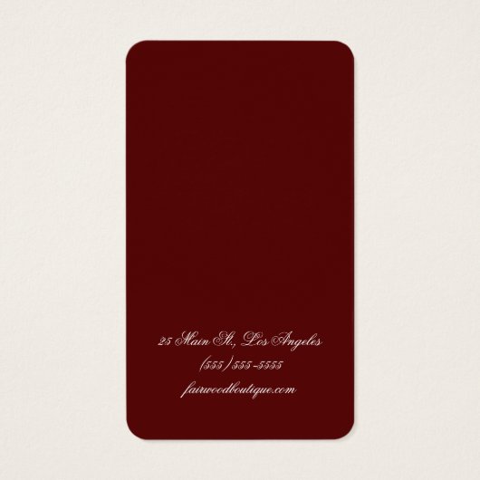 Maroon Deep Red Jewelry Display Card (裏面)