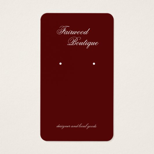 Maroon Deep Red Jewelry Display Card (正面)