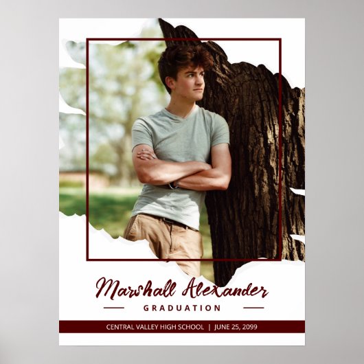 Maroon Edgy抽象芸術引き裂き写真卒業 ポスター (正面)